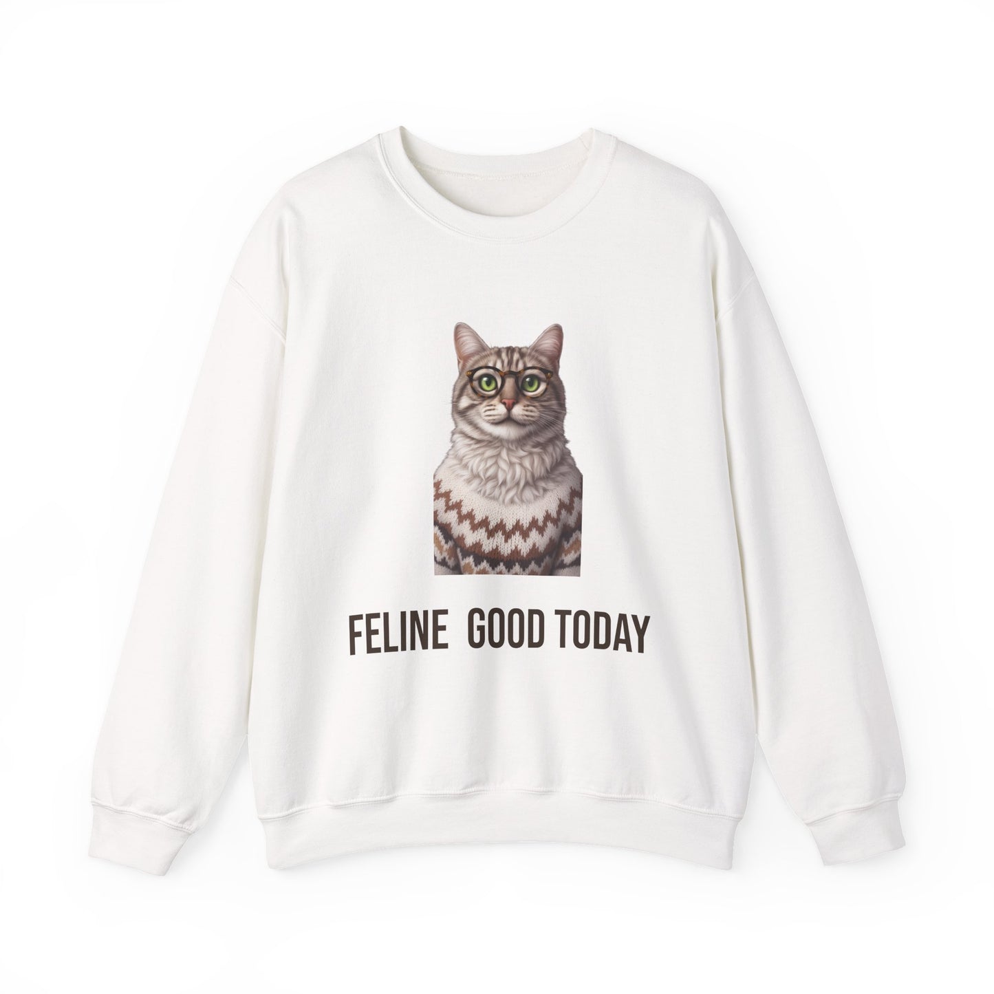 Feline Good Today Cat Crewneck Sweatshirt — Cozy Nordic Cat Pullover