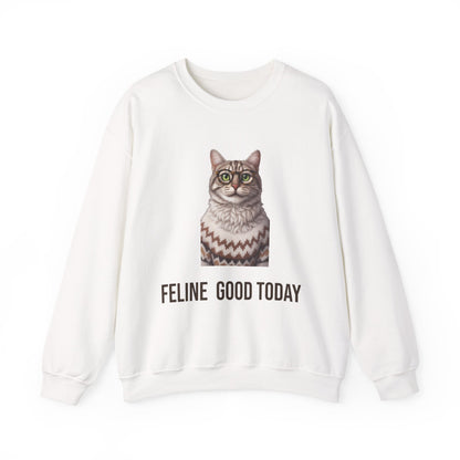 Feline Good Today Cat Crewneck Sweatshirt — Cozy Nordic Cat Pullover
