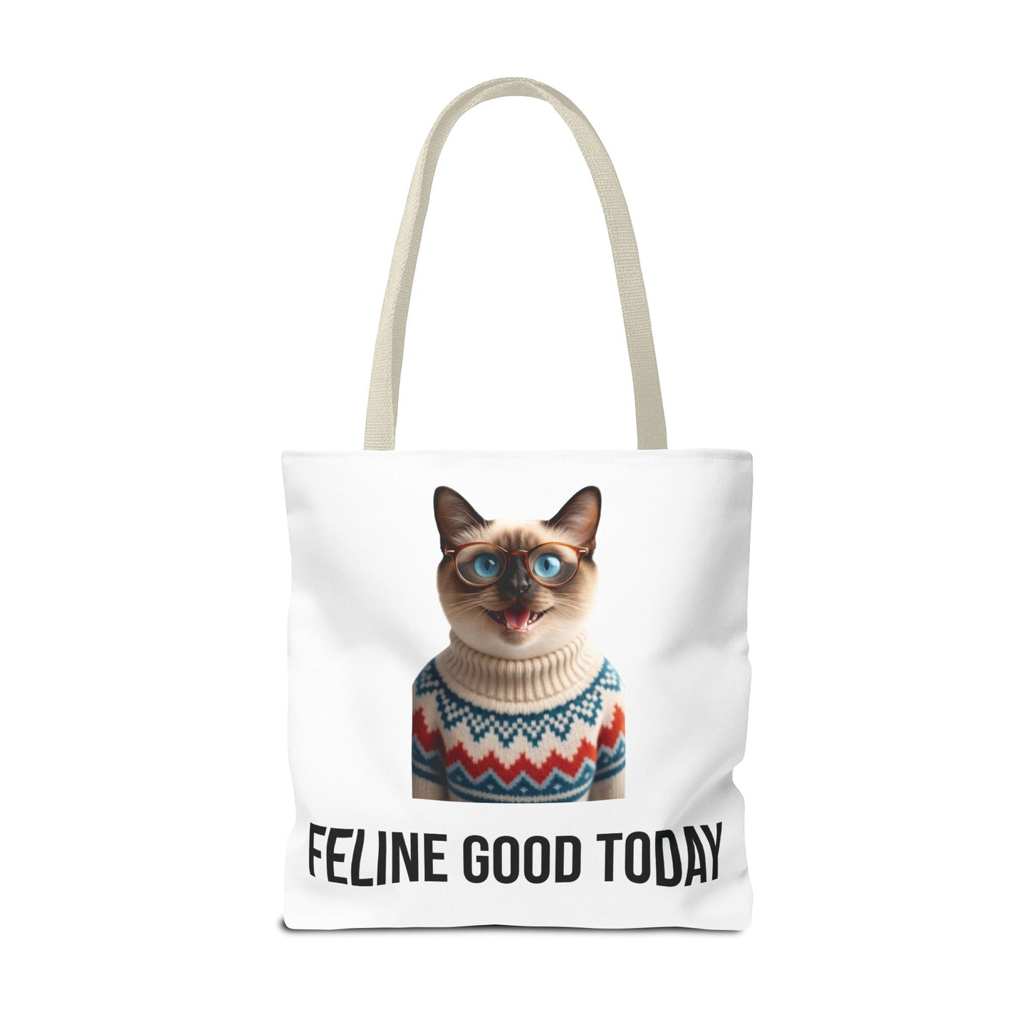 Siamese Cat Tote Bag — “Feline Good Today” Reusable Shopper