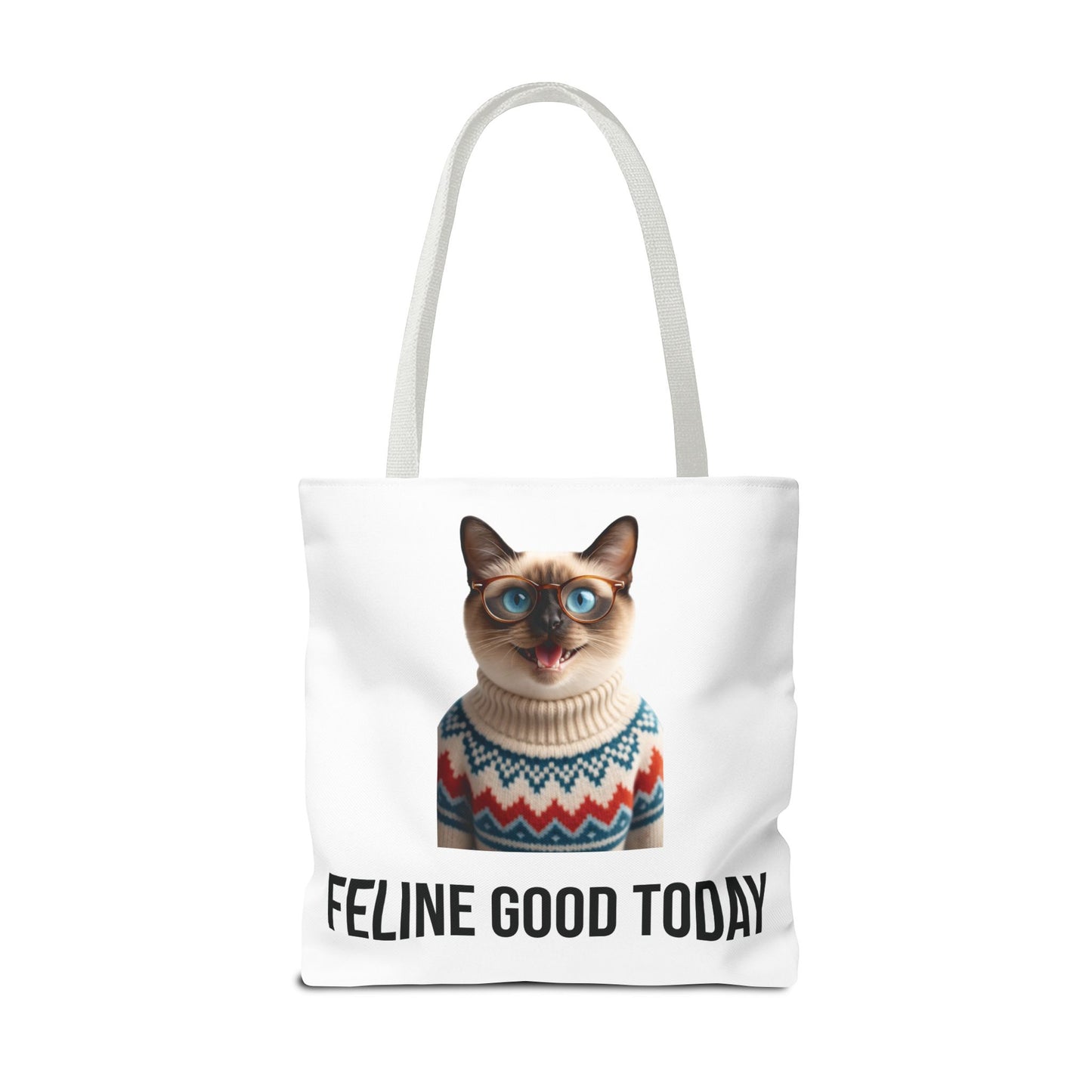 Siamese Cat Tote Bag — “Feline Good Today” Reusable Shopper