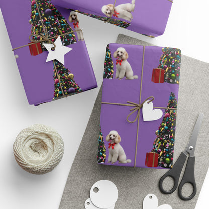 White Poodle Holiday Gift wrap