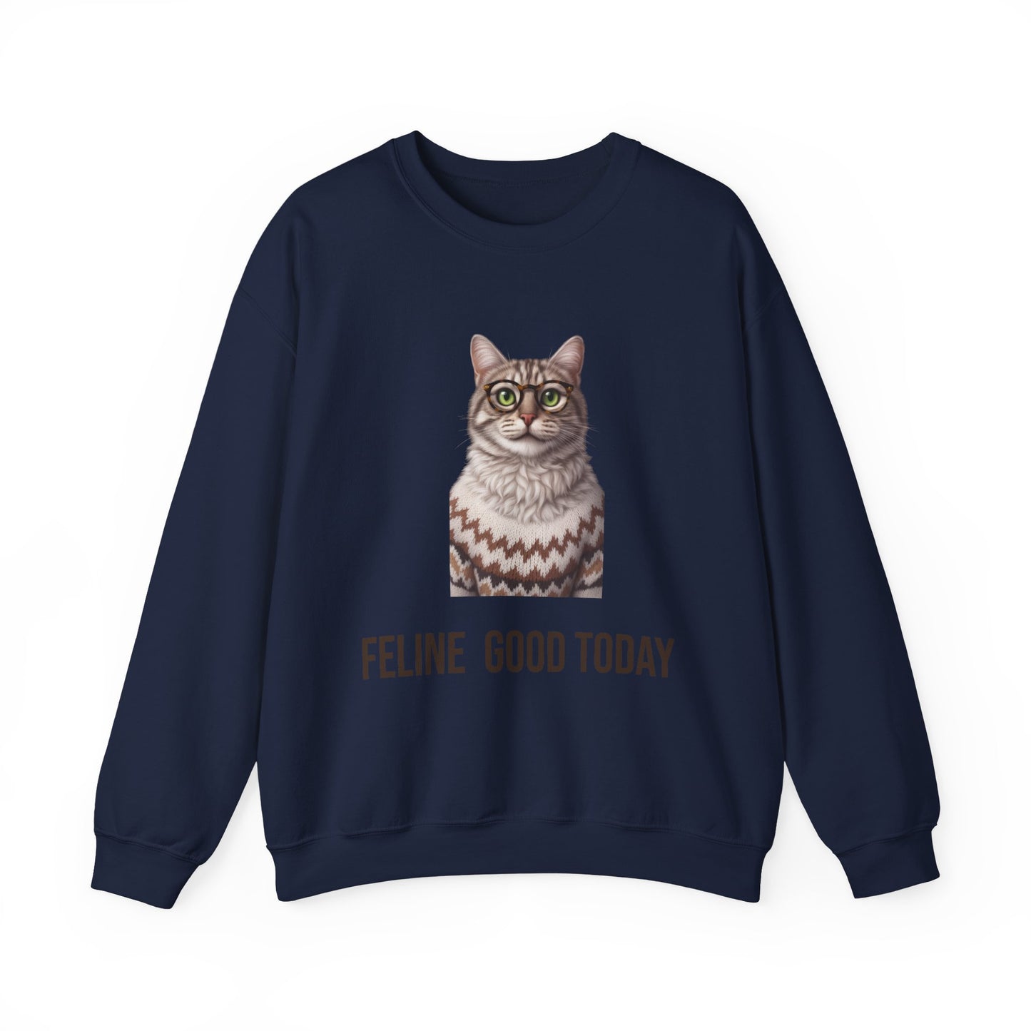 Feline Good Today Cat Crewneck Sweatshirt — Cozy Nordic Cat Pullover