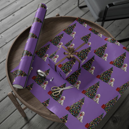 White Poodle Holiday Gift wrap