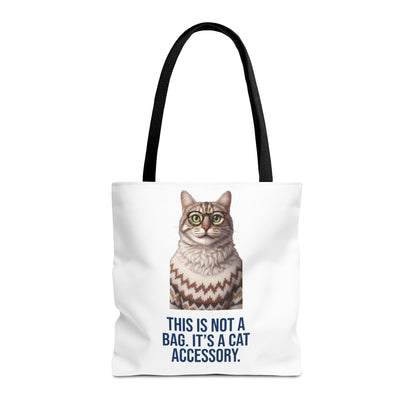 Tabby Cat with Glasses & Nordic Sweater Tote Bag — "This Is Not a Bag. It's a Cat Accessory"