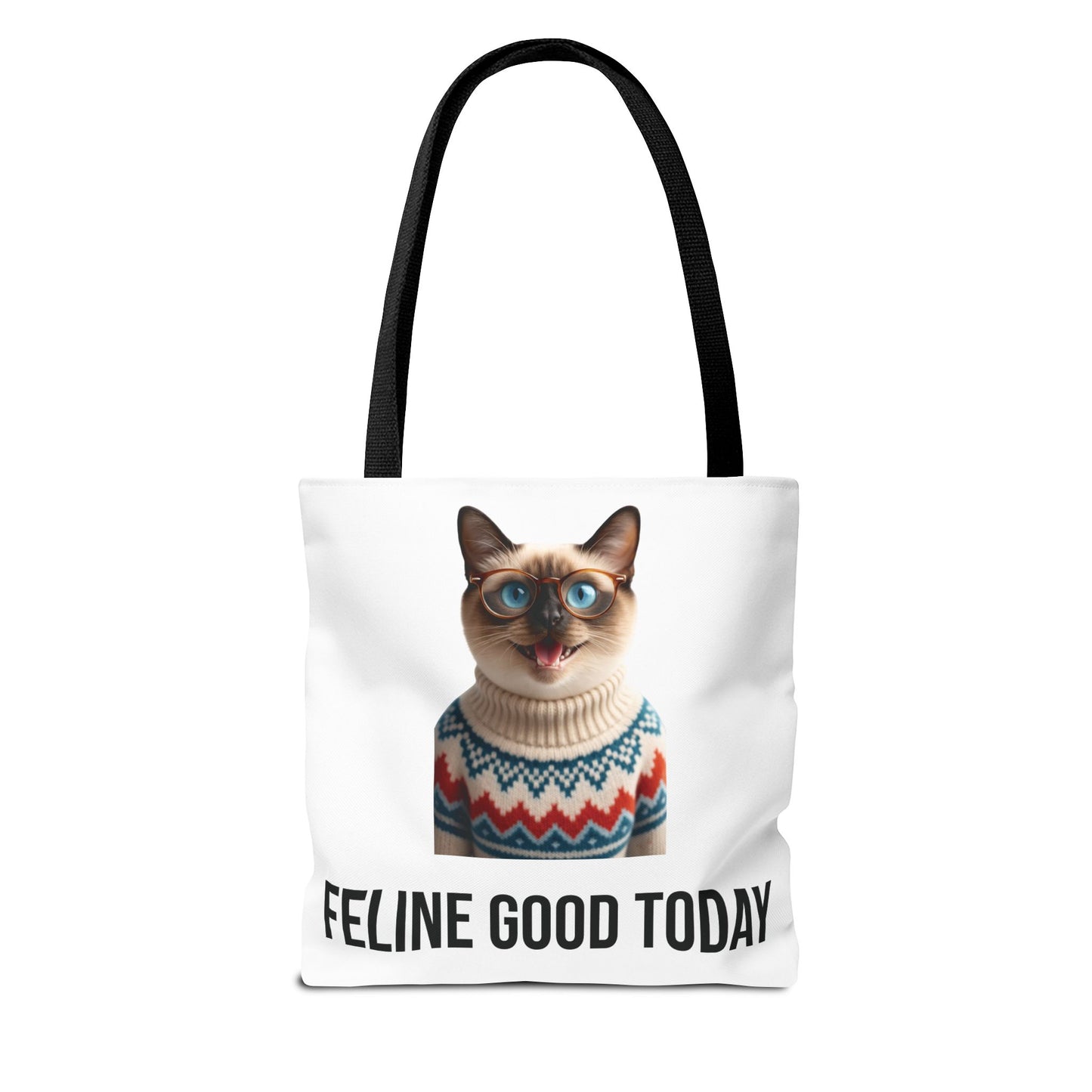 Siamese Cat Tote Bag — “Feline Good Today” Reusable Shopper