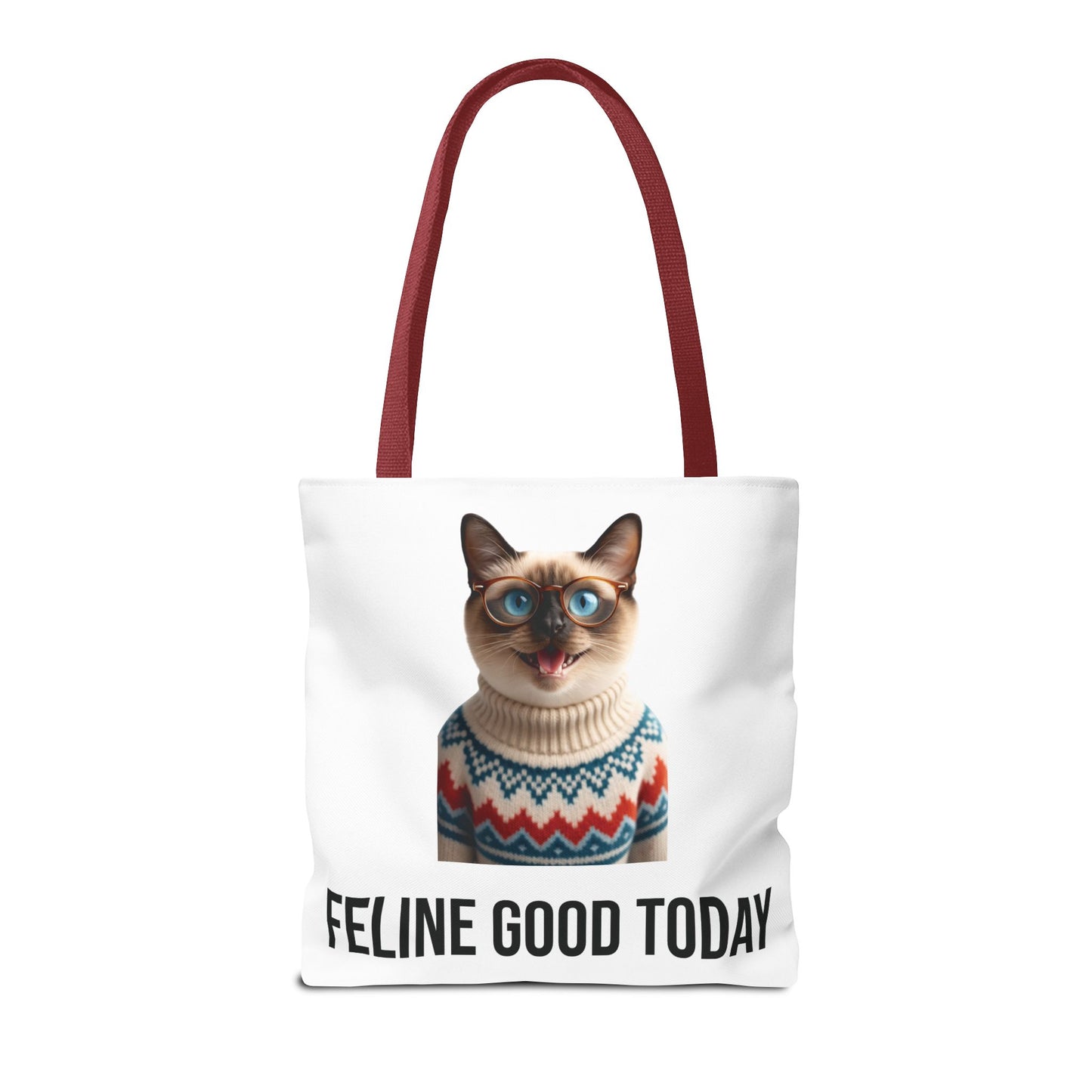 Siamese Cat Tote Bag — “Feline Good Today” Reusable Shopper
