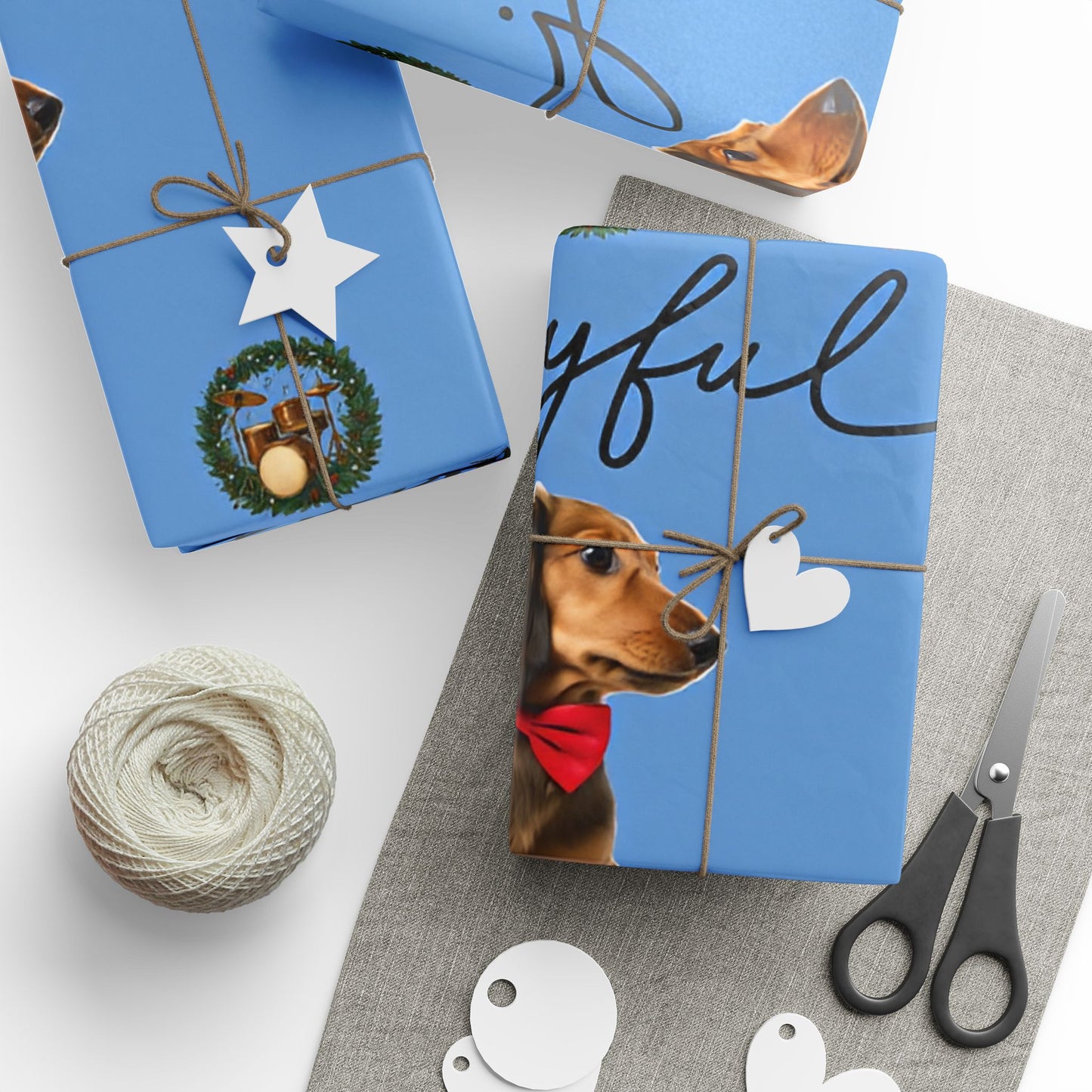 Wrapping Paper - Dachshund Dog Holiday Drum Kit Design