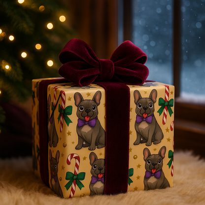 French Bull Dog Holiday Wrapping Paper