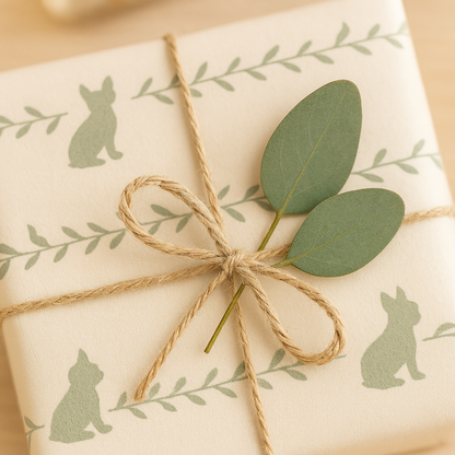 French Bulldog Silhouette Greenery Wrapping Paper