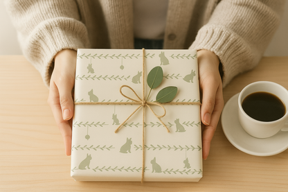 French Bulldog Silhouette Greenery Wrapping Paper