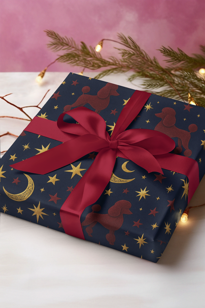 Poodle & Celestial Stars Wrapping Paper