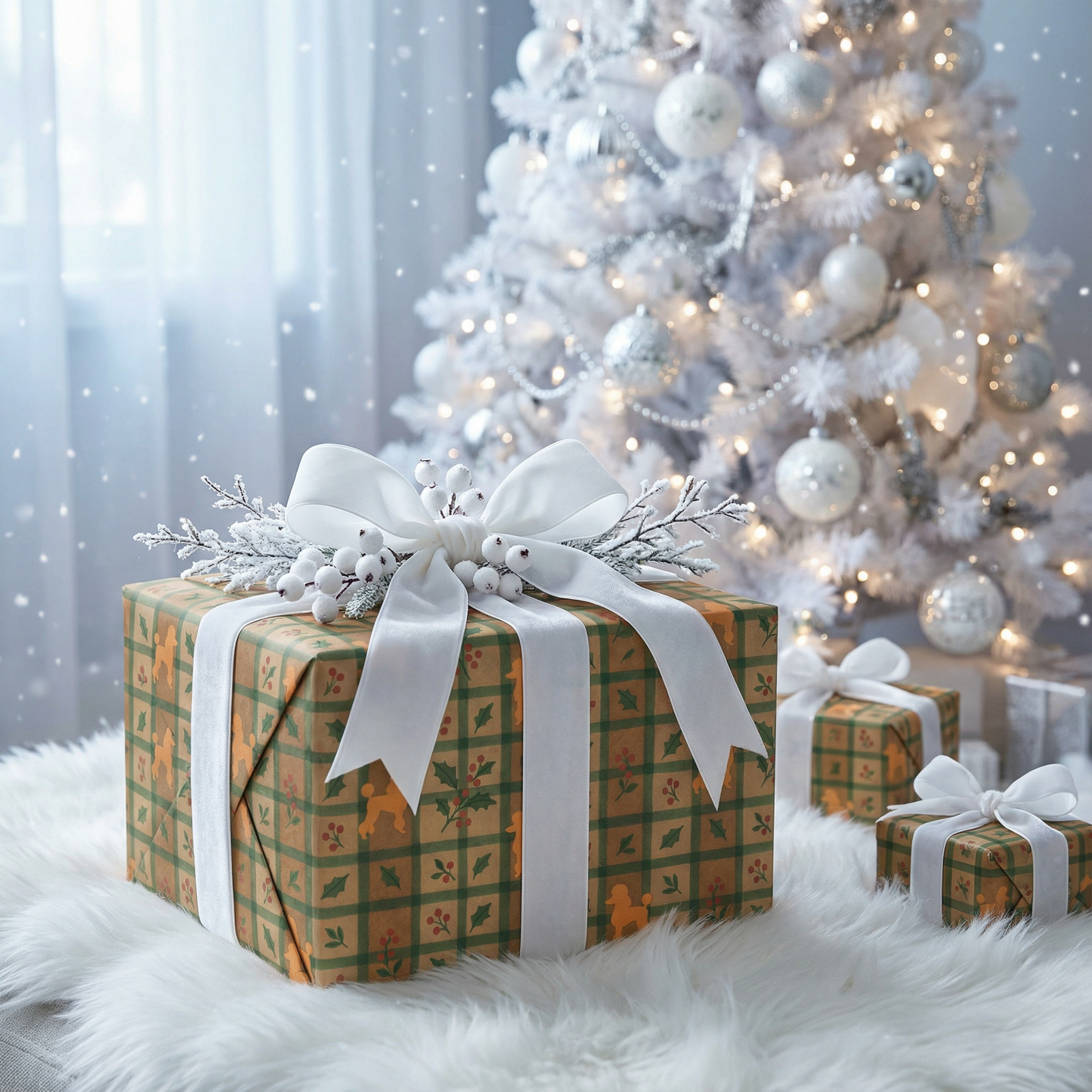 Apricot Poodle Vintage Holiday Gift Wrap Paper