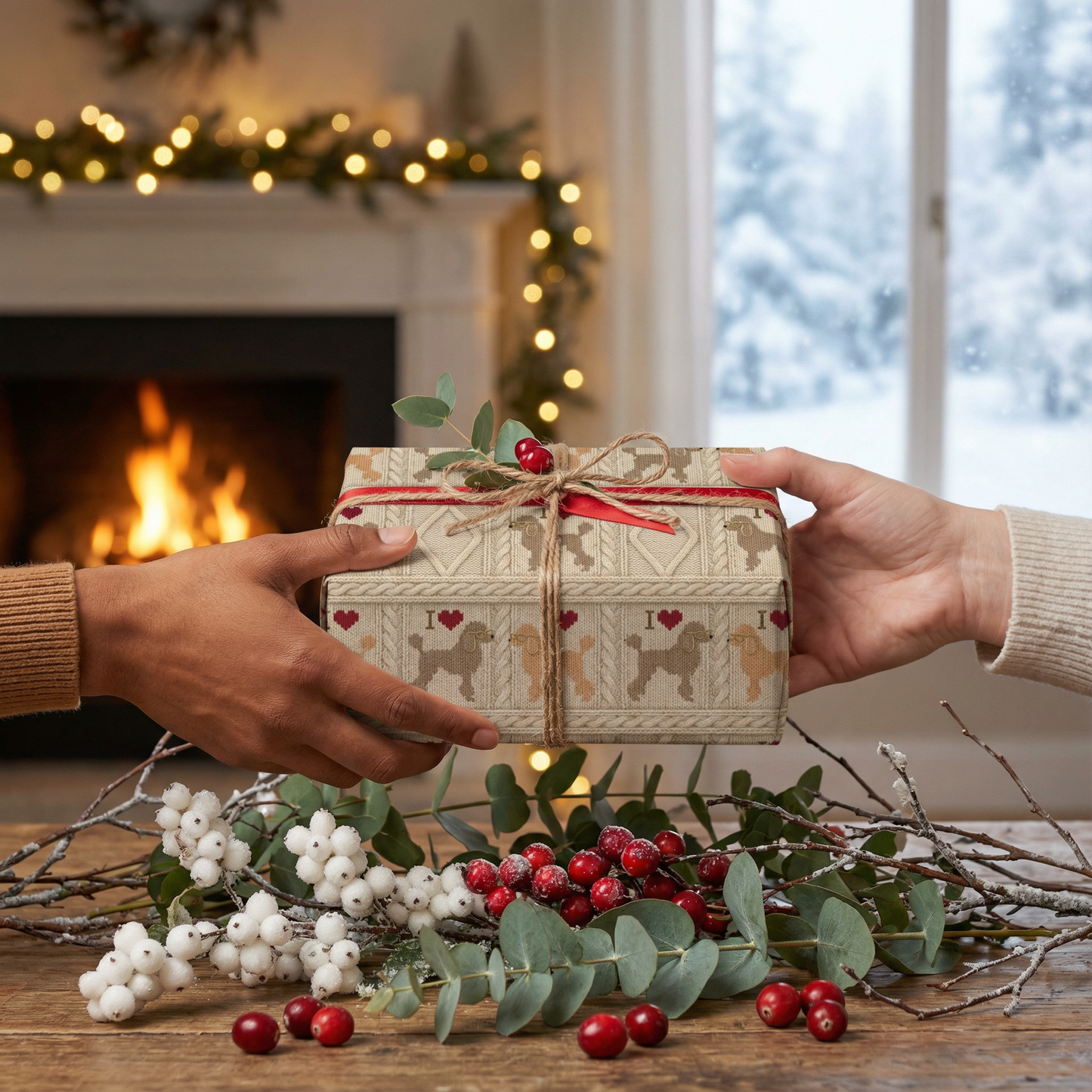 Cozy Knit-Style Puppy Wrapping Paper — "I Love Style" Dog Pattern Gift Wrap