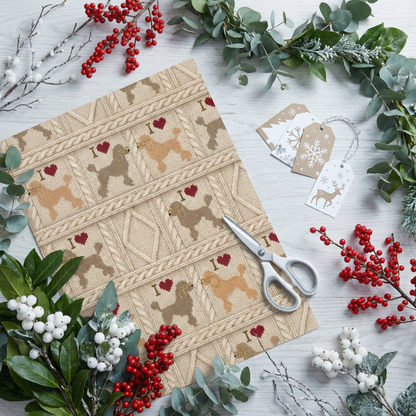 Cozy Knit-Style Puppy Wrapping Paper — "I Love Style" Dog Pattern Gift Wrap