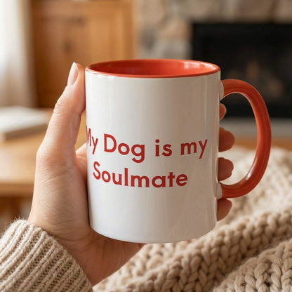 My Dog Is My Soulmate Accent Coffee Mug — French Bulldog with Glasses (11/15oz)
