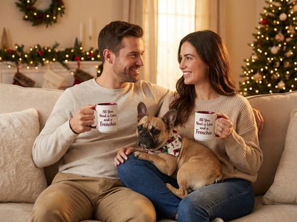 Frenchie Coffee Mug — "All You Need Is Love and a Frenchie" (11/15 oz)
