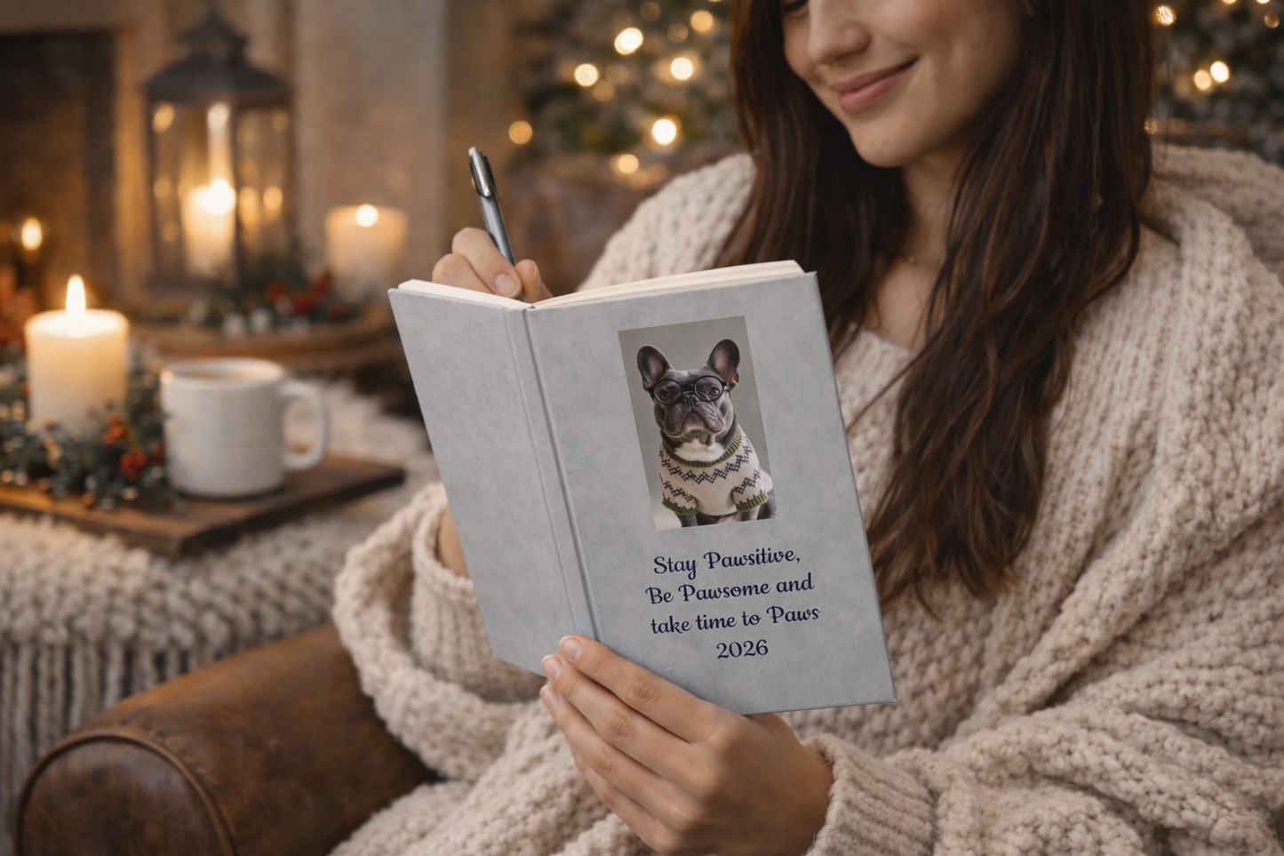 Stay Pawsitive French Bulldog Journal — 'Be Pawesome / Take Time to Paws 2026' Ruled Notebook
