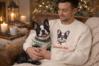 Frenchie Dad Crewneck Sweatshirt — Bulldog with Glasses