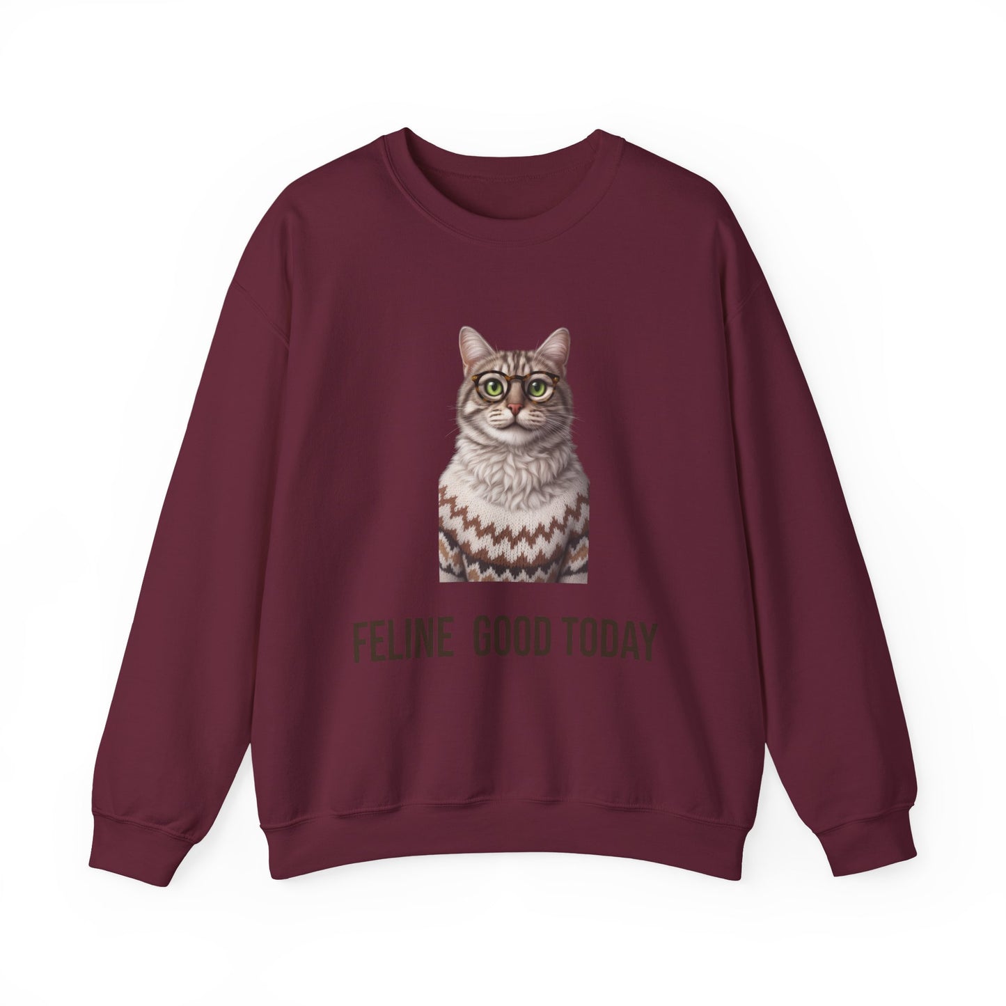 Feline Good Today Cat Crewneck Sweatshirt — Cozy Nordic Cat Pullover