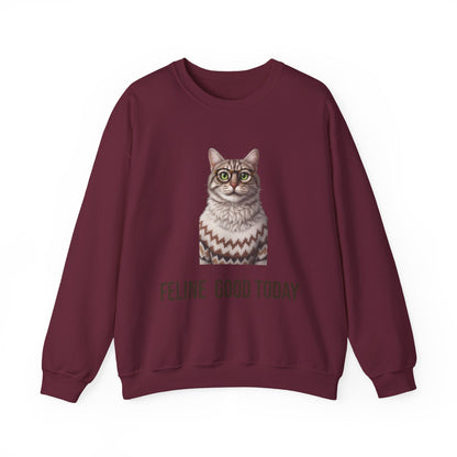 Feline Good Today Cat Crewneck Sweatshirt — Cozy Nordic Cat Pullover