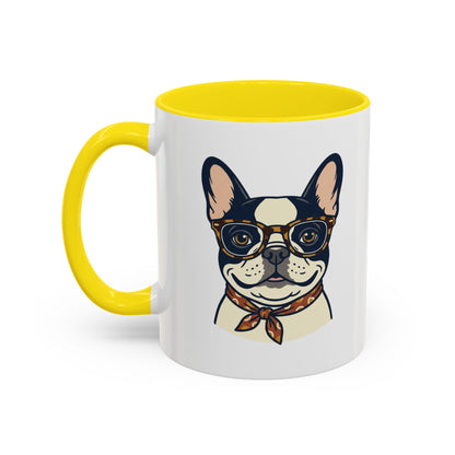 My Dog Is My Soulmate Accent Coffee Mug — French Bulldog with Glasses (11/15oz)