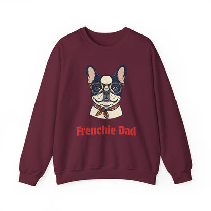 Frenchie Dad Crewneck Sweatshirt — Bulldog with Glasses