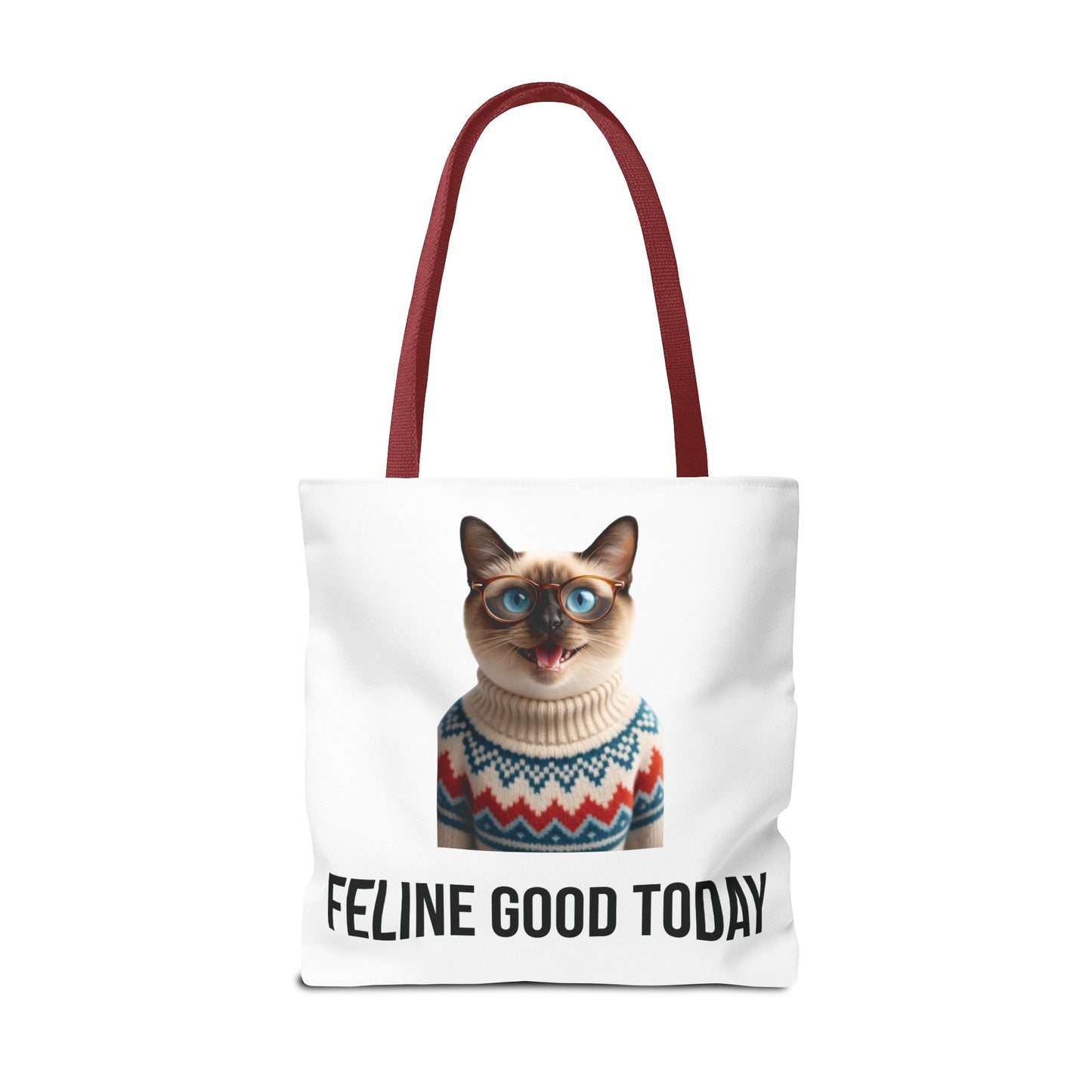 Siamese Cat Tote Bag — “Feline Good Today” Reusable Shopper