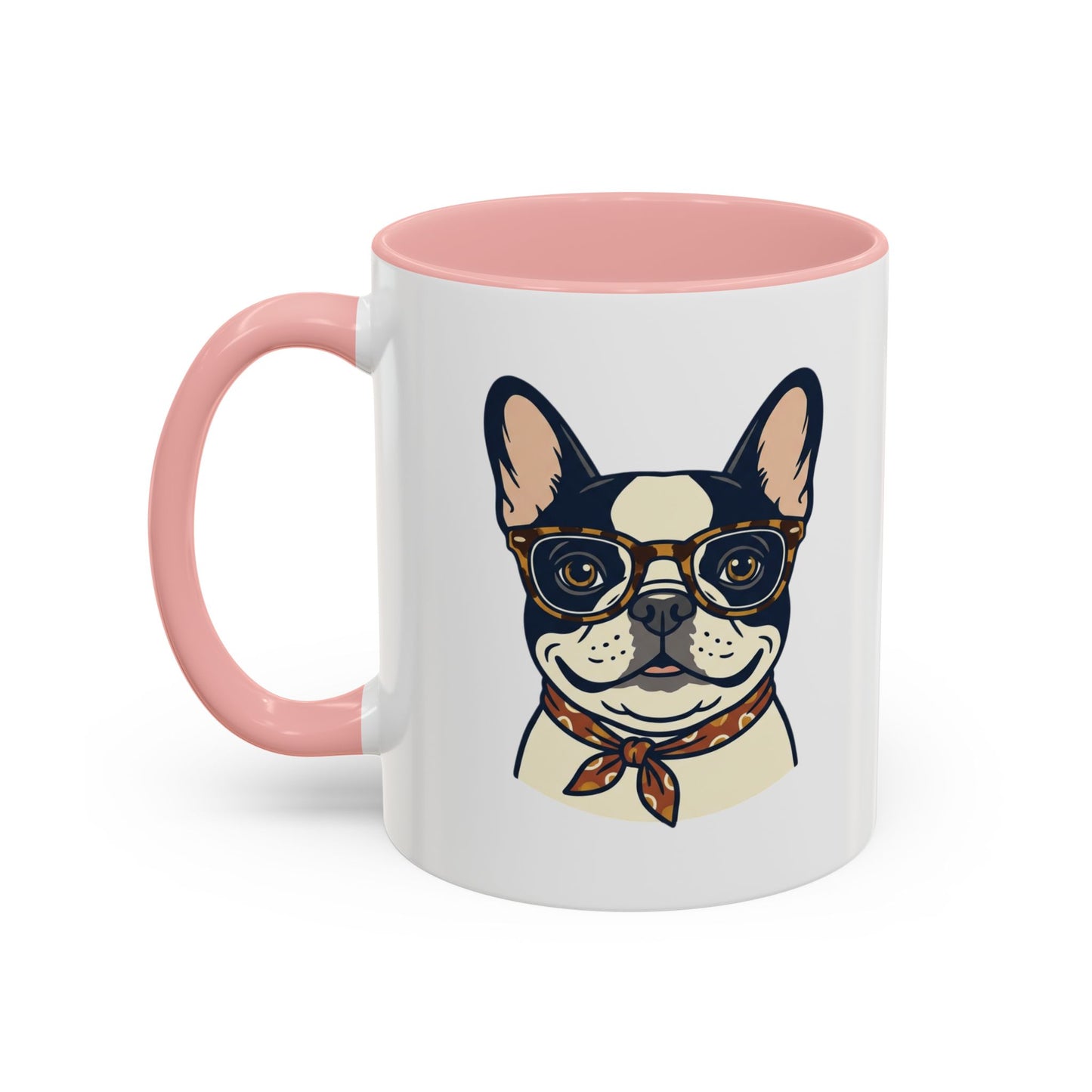 My Dog Is My Soulmate Accent Coffee Mug — French Bulldog with Glasses (11/15oz)