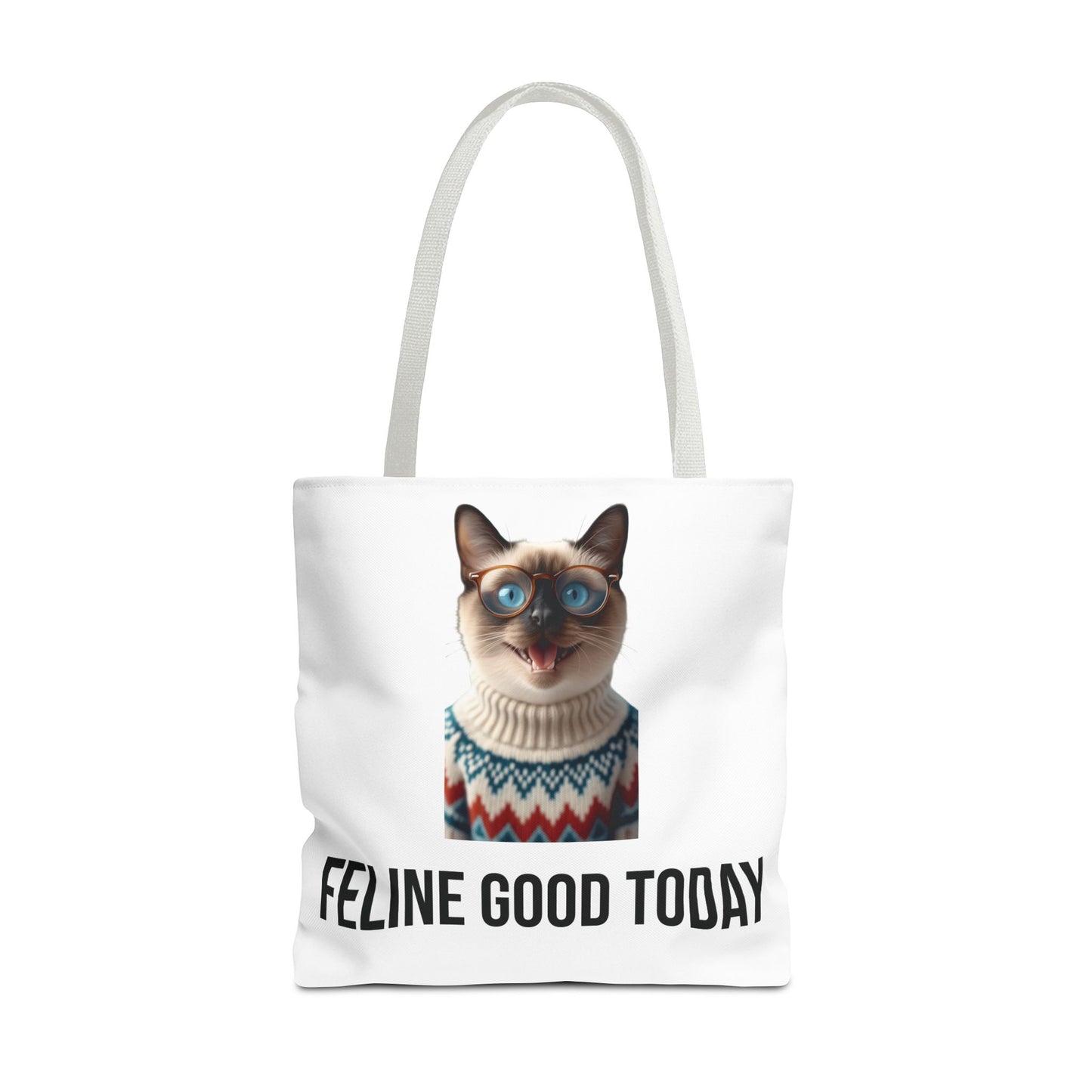 Siamese Cat Tote Bag — “Feline Good Today” Reusable Shopper