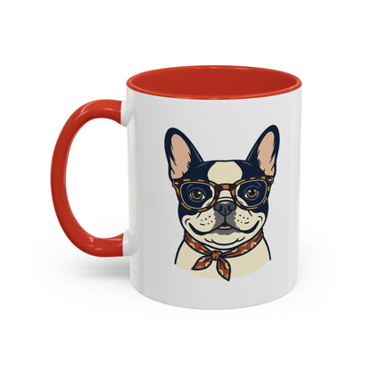 My Dog Is My Soulmate Accent Coffee Mug — French Bulldog with Glasses (11/15oz)