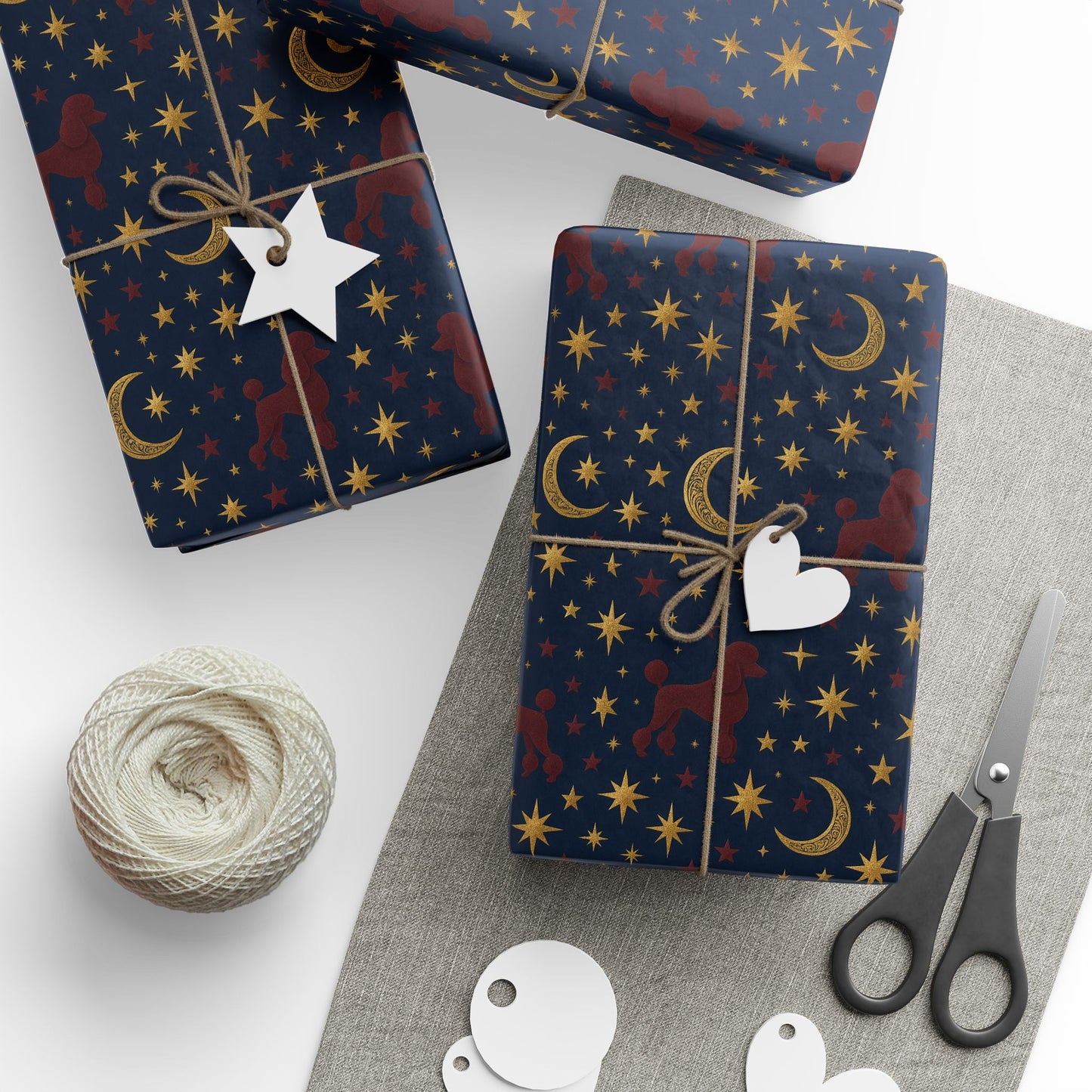 Poodle & Celestial Stars Wrapping Paper