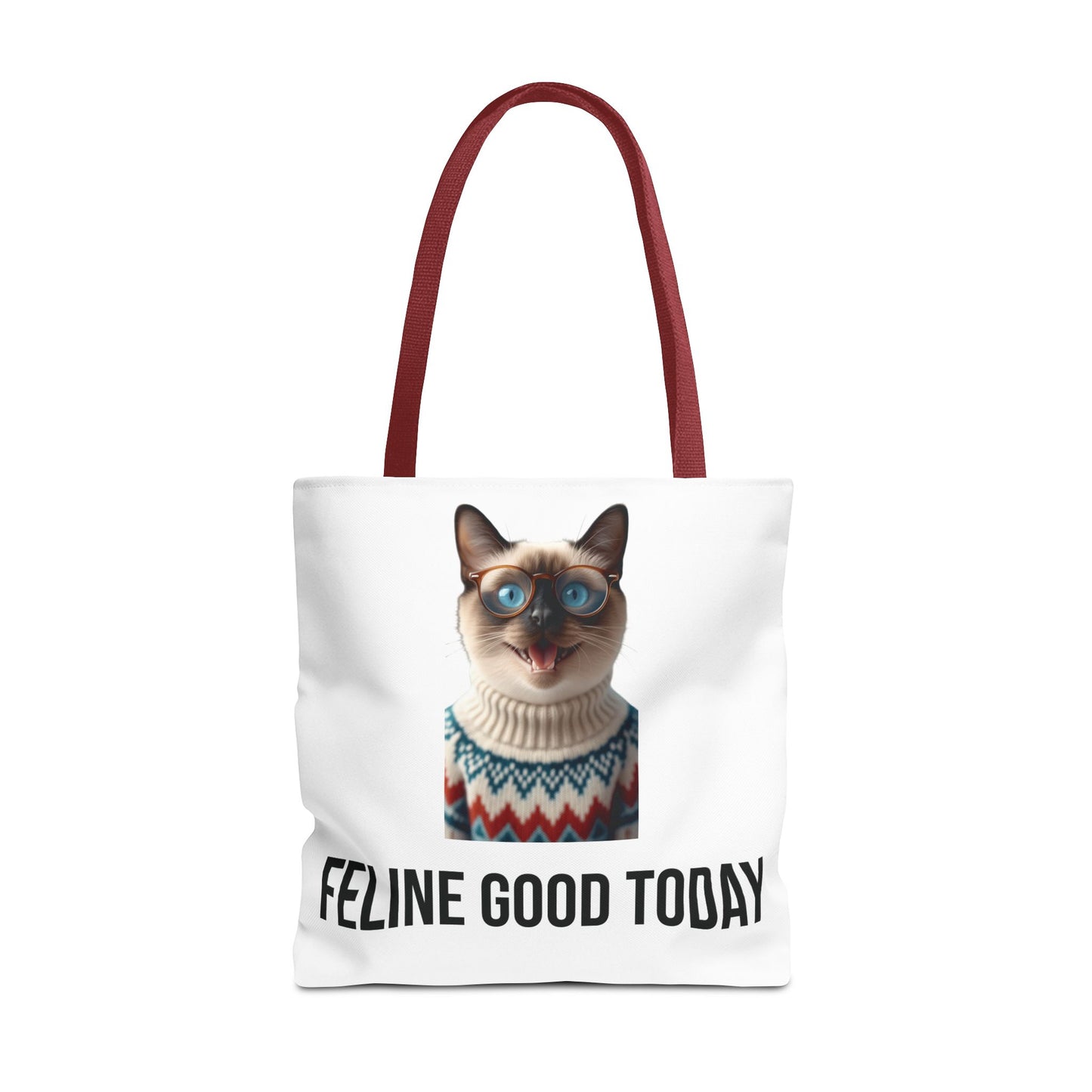 Siamese Cat Tote Bag — “Feline Good Today” Reusable Shopper