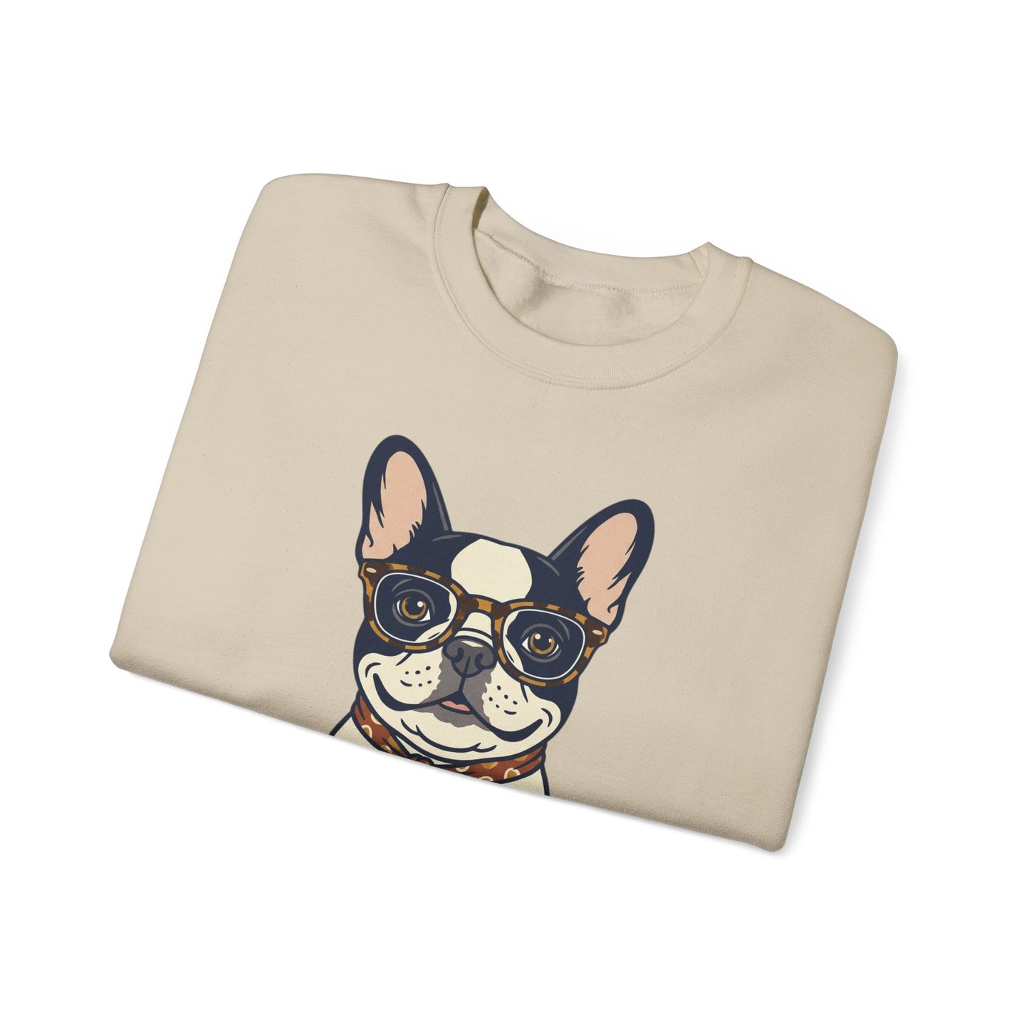 Frenchie Dad Crewneck Sweatshirt — Bulldog with Glasses