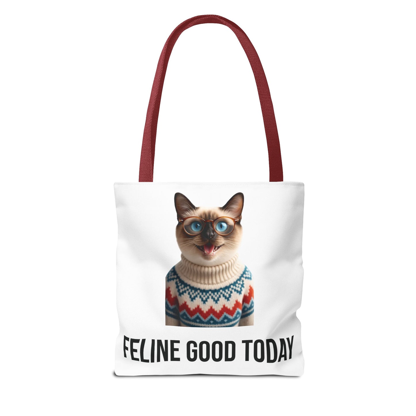Siamese Cat Tote Bag — “Feline Good Today” Reusable Shopper