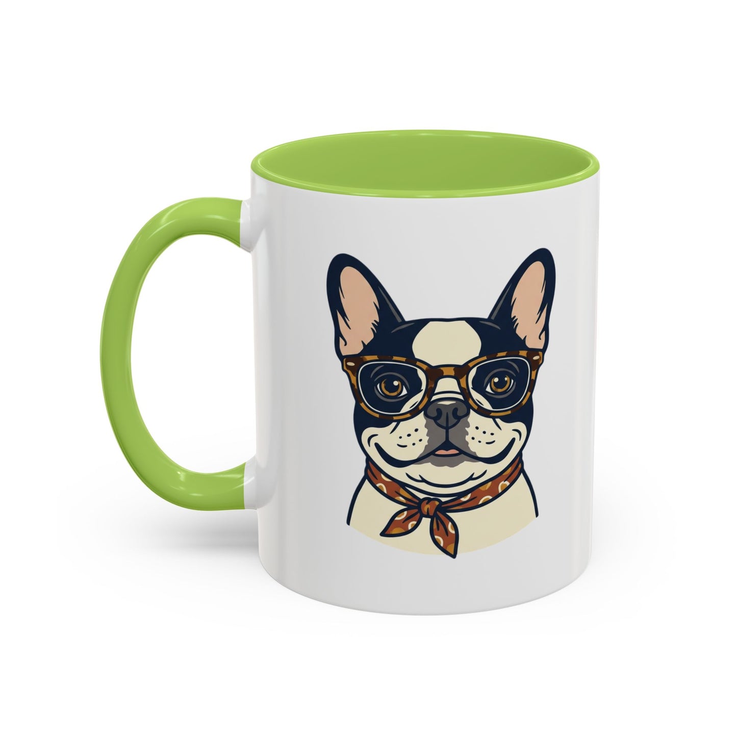 My Dog Is My Soulmate Accent Coffee Mug — French Bulldog with Glasses (11/15oz)