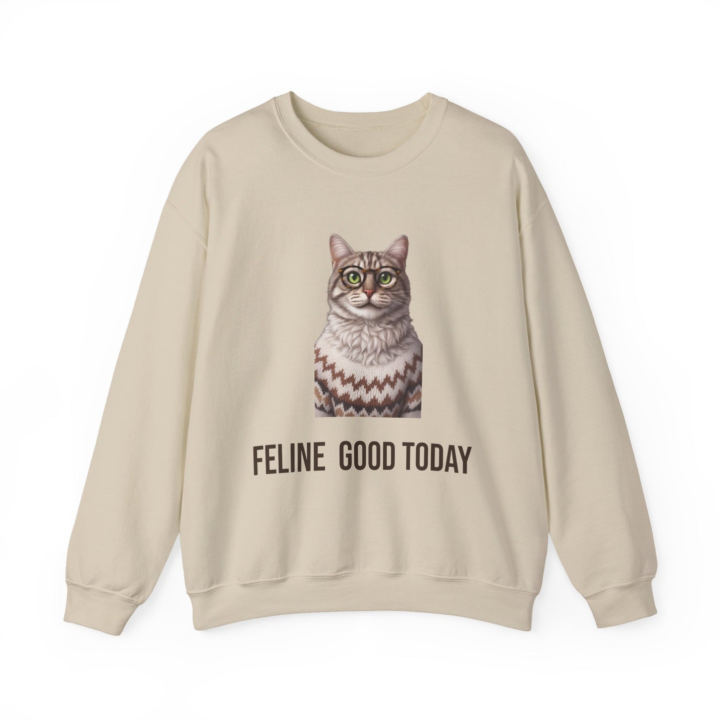 Feline Good Today Cat Crewneck Sweatshirt — Cozy Nordic Cat Pullover