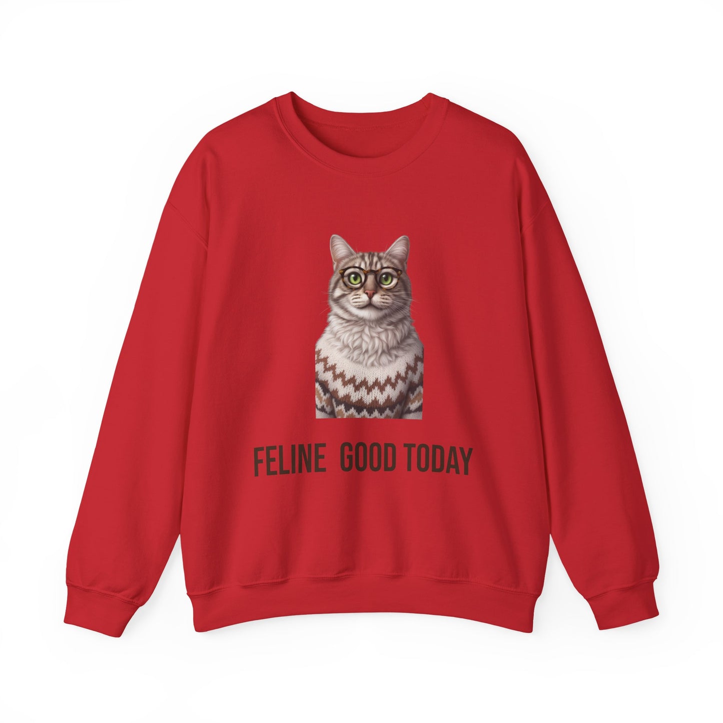 Feline Good Today Cat Crewneck Sweatshirt — Cozy Nordic Cat Pullover