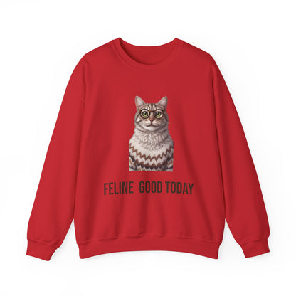 Feline Good Today Cat Crewneck Sweatshirt — Cozy Nordic Cat Pullover