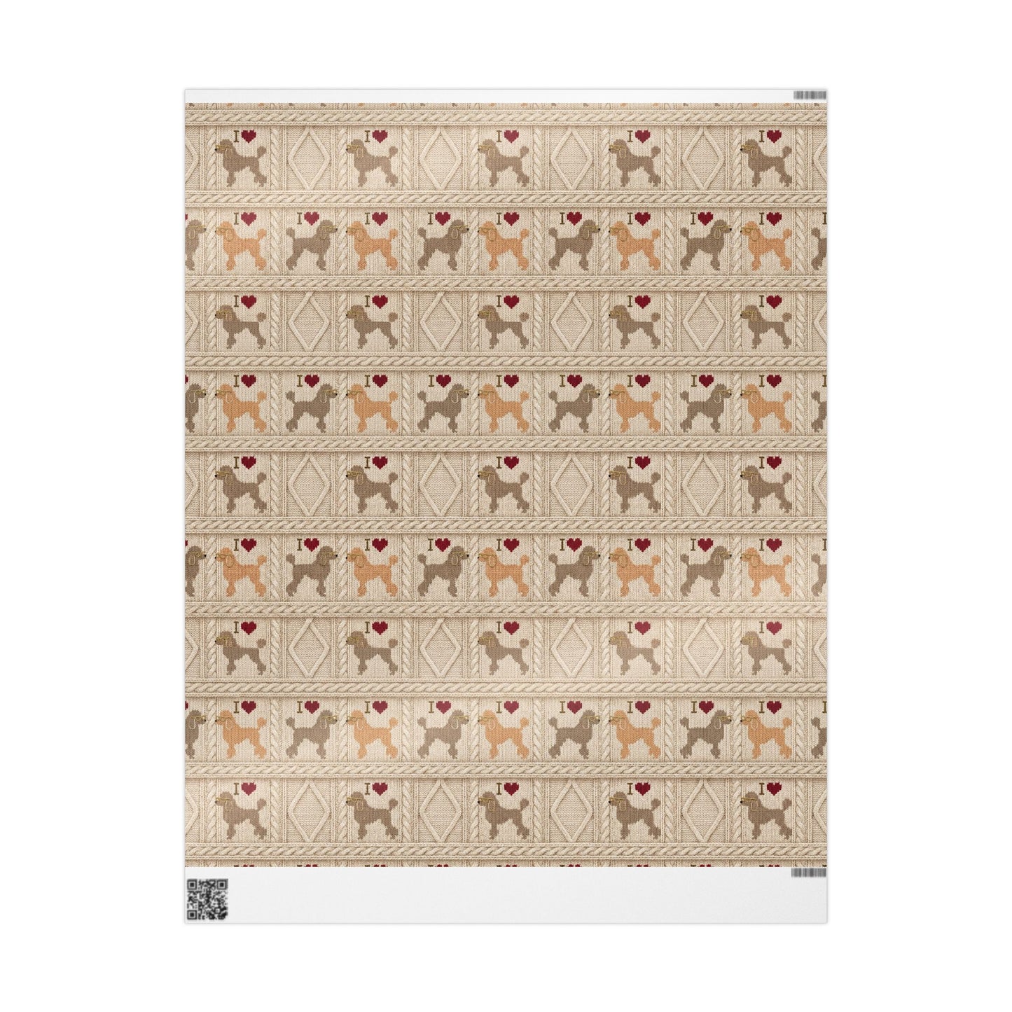 Cozy Knit-Style Puppy Wrapping Paper — "I Love Style" Dog Pattern Gift Wrap