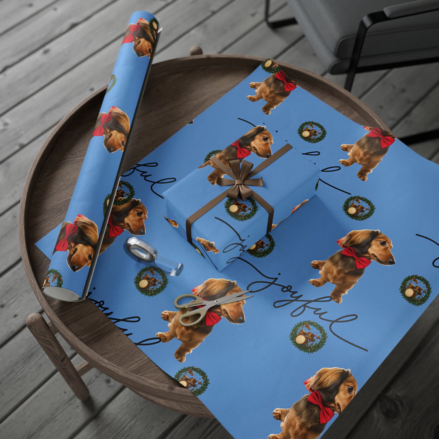 Wrapping Paper - Dachshund Dog Holiday Drum Kit Design