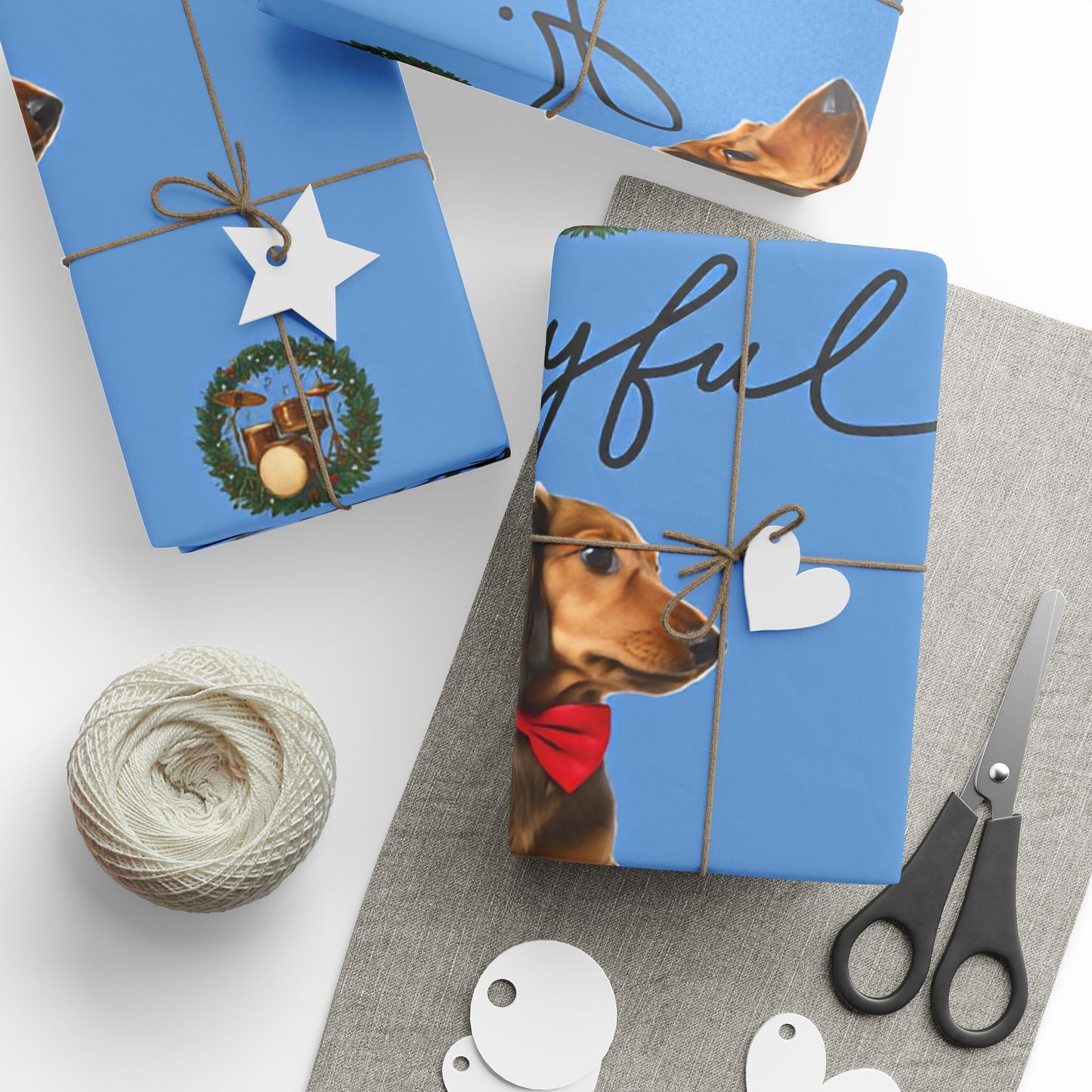 Wrapping Paper - Dachshund Dog Holiday Drum Kit Design