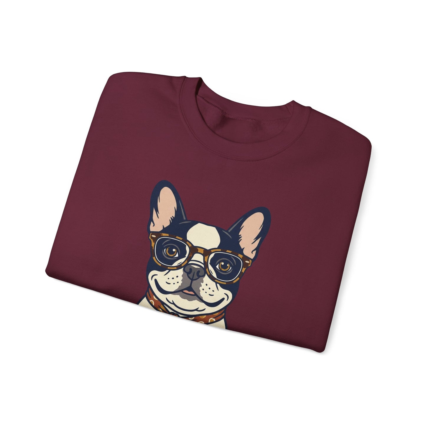 Frenchie Dad Crewneck Sweatshirt — Bulldog with Glasses