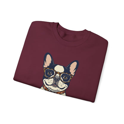 Frenchie Dad Crewneck Sweatshirt — Bulldog with Glasses