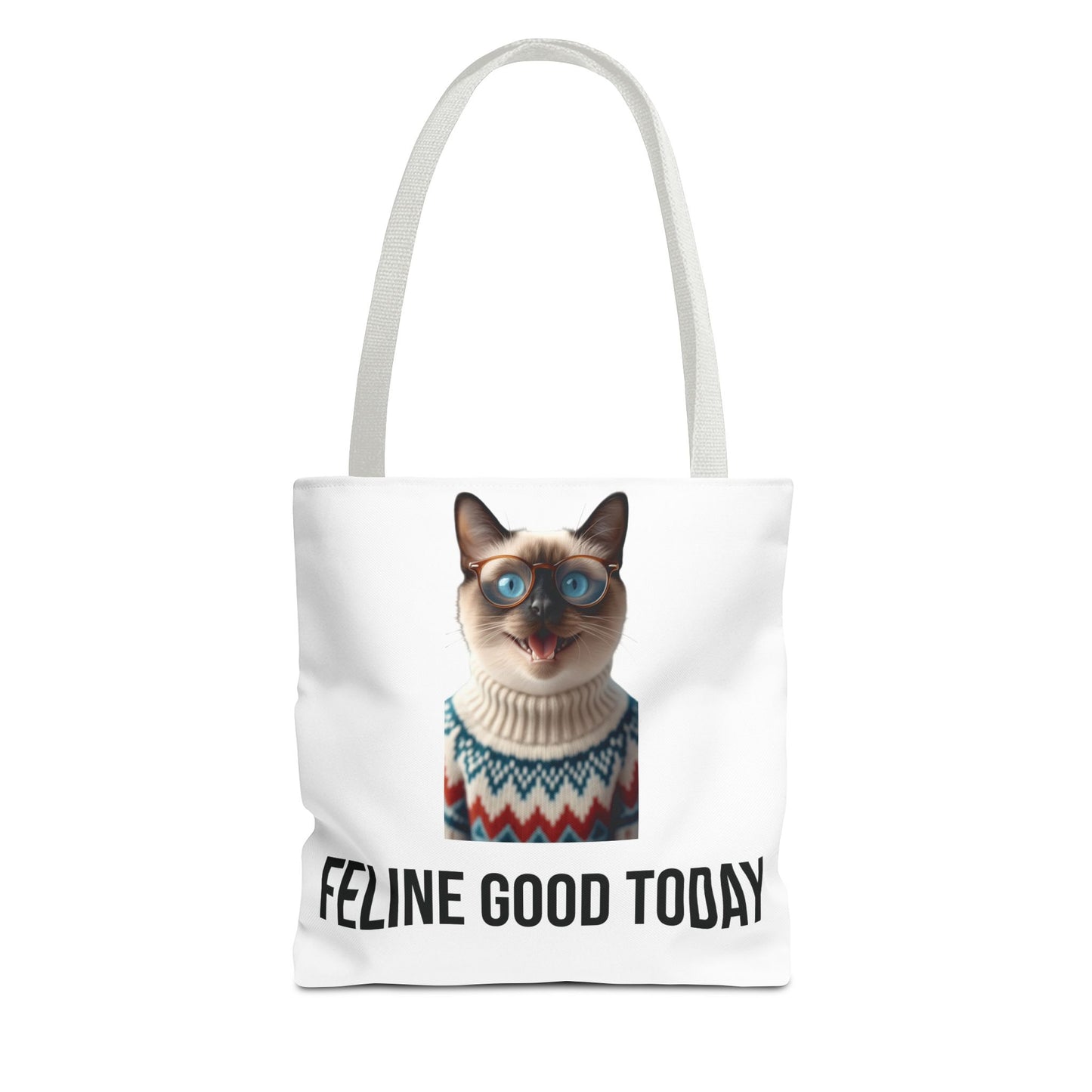 Siamese Cat Tote Bag — “Feline Good Today” Reusable Shopper