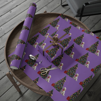 White Poodle Holiday Gift wrap