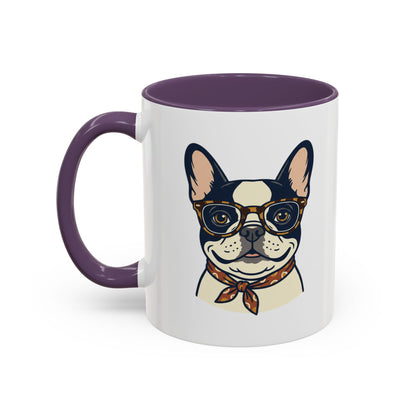 My Dog Is My Soulmate Accent Coffee Mug — French Bulldog with Glasses (11/15oz)