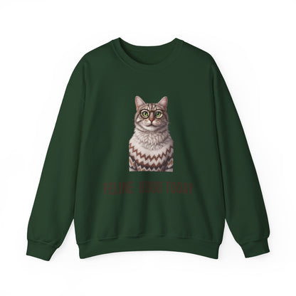 Feline Good Today Cat Crewneck Sweatshirt — Cozy Nordic Cat Pullover