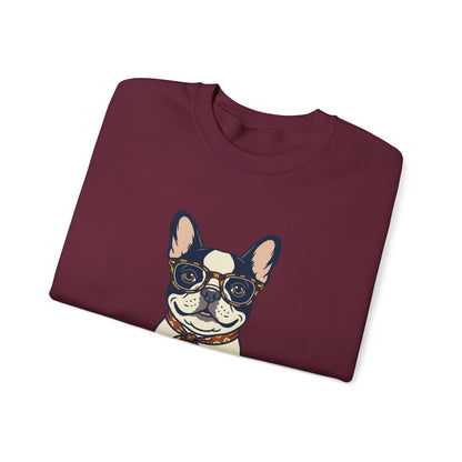All I Need Is Love and a Frenchie Sweatshirt — French Bulldog with Glasses