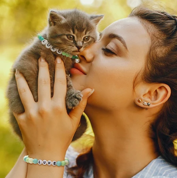 Personalized DogCat Beaded collar + Bracelet