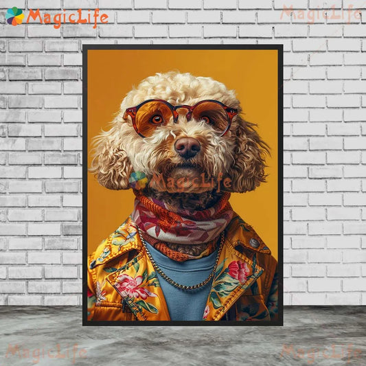 Cartoon Dog Portrait Suit Animals Prints Posters